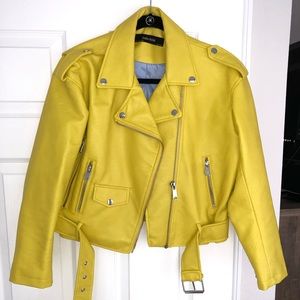 Zara Yellow Faux Leather Jacket